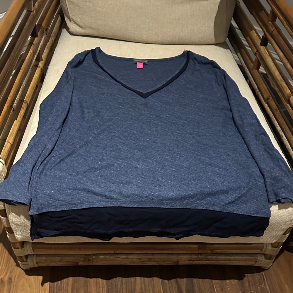 Vince Camuto Blue Layered V-Neck Long Sleeve Top